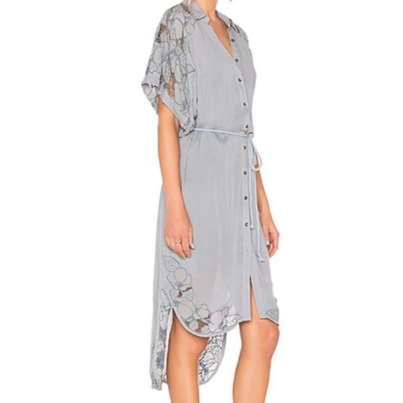 Free People Dresses & Skirts - Free People Floral Button Down Shirt Dress Blue XS